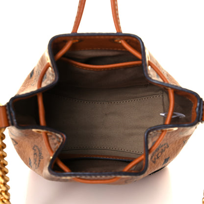 MCM Visetos Berlin Mini Drawstring Bucket Bag Cognac 5 of 15