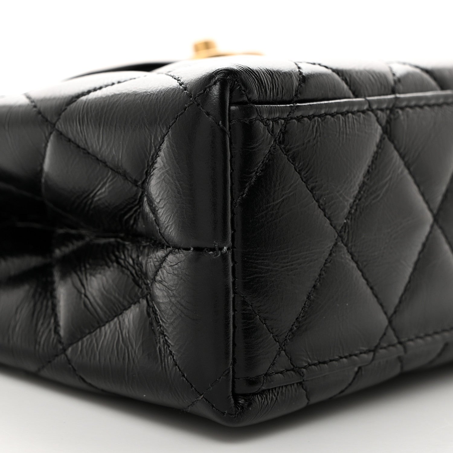 Chanel Shiny Aged Calfskin Quilted Nano Kelly Shopper Black 9 of 10