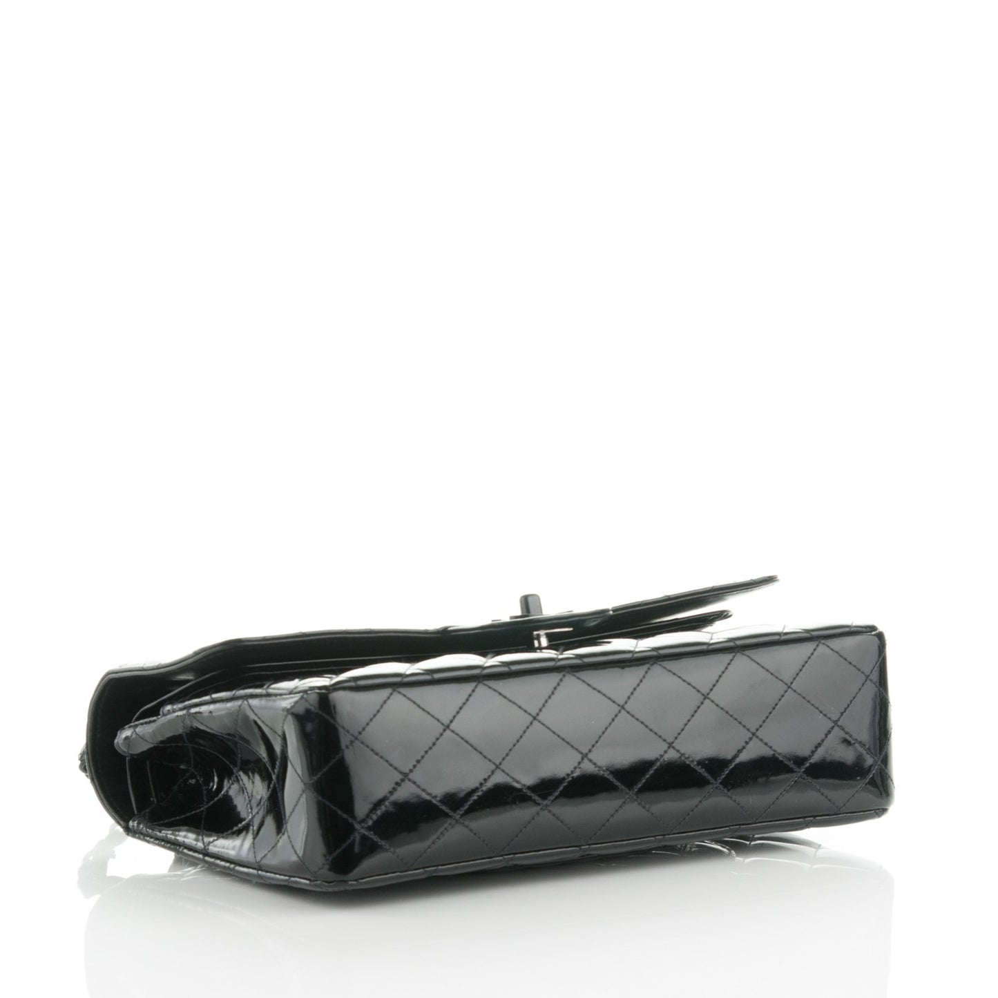Patent Quilted Medium Double Flap Black