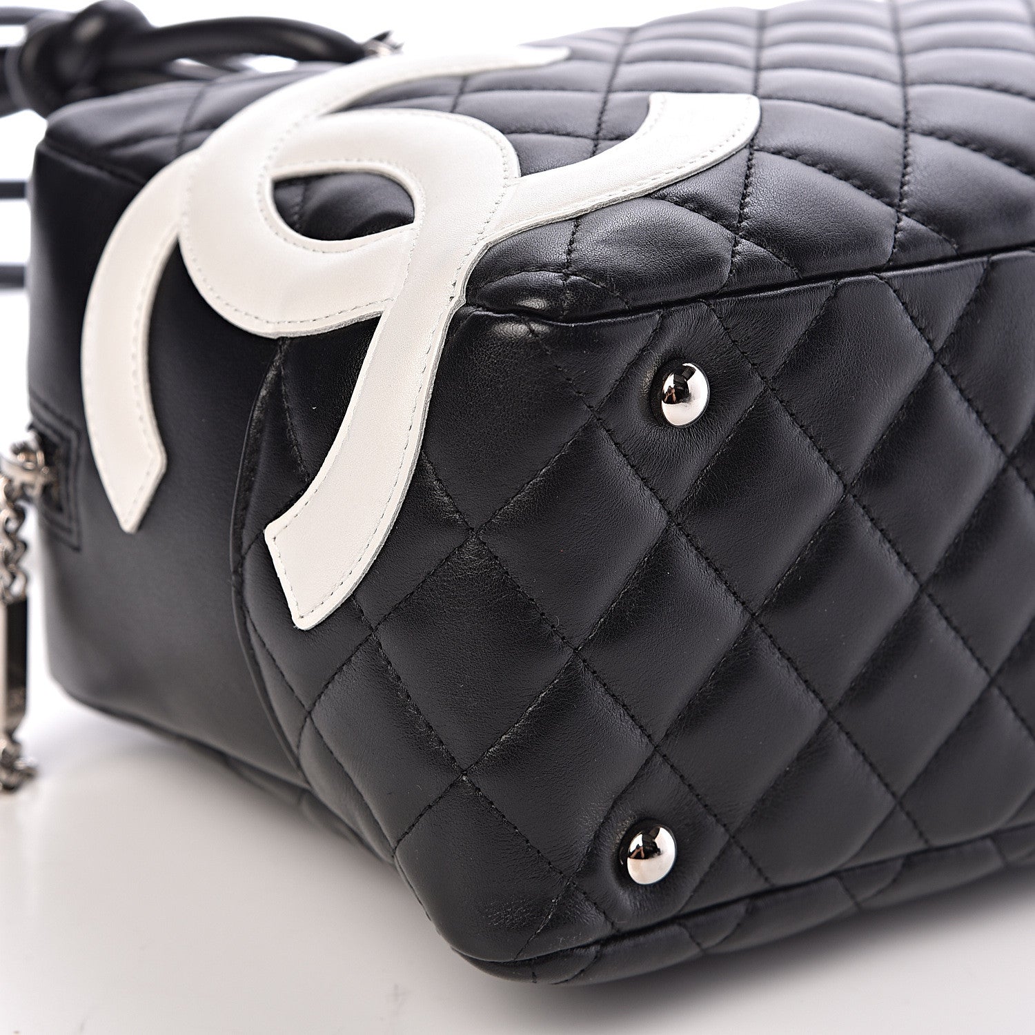 Chanel Calfskin Quilted Large Cambon Bowler Black White 10 of 11