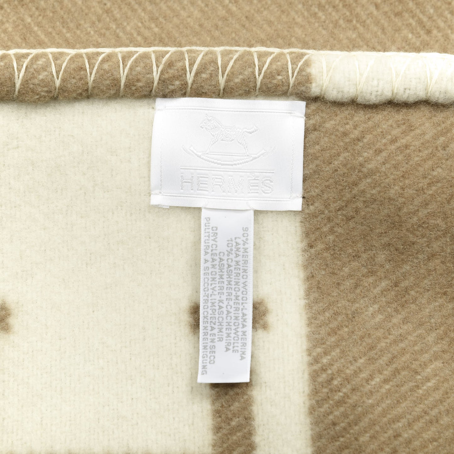 Wool Cashmere Avalon Baby Blanket Noisette Moyen White
