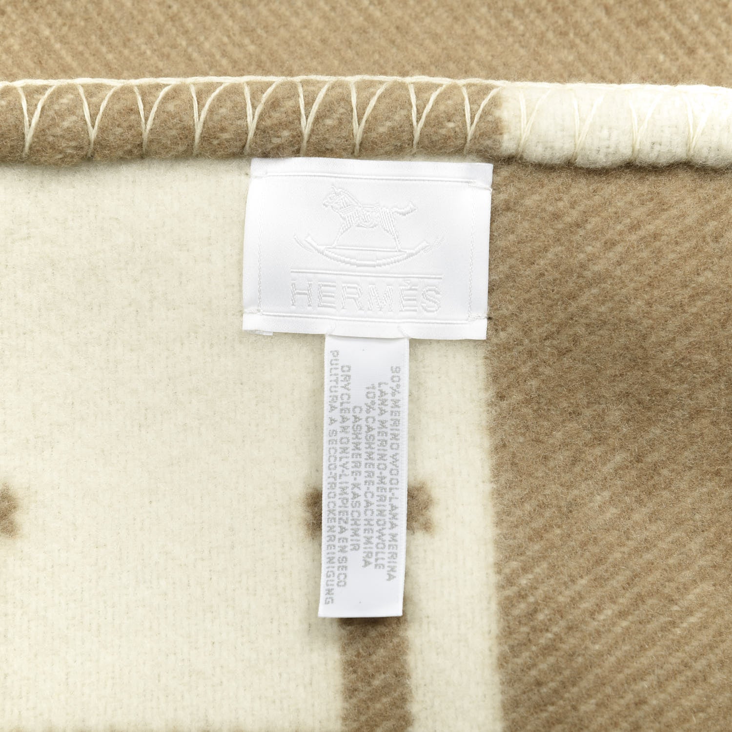 Hermes Wool Cashmere Avalon Baby Blanket Noisette Moyen White 2 of 2