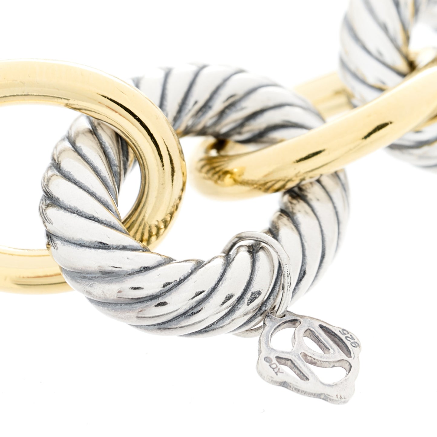 Sterling Silver 18K Yellow Gold 18mm Extra Large Oval Link Bracelet