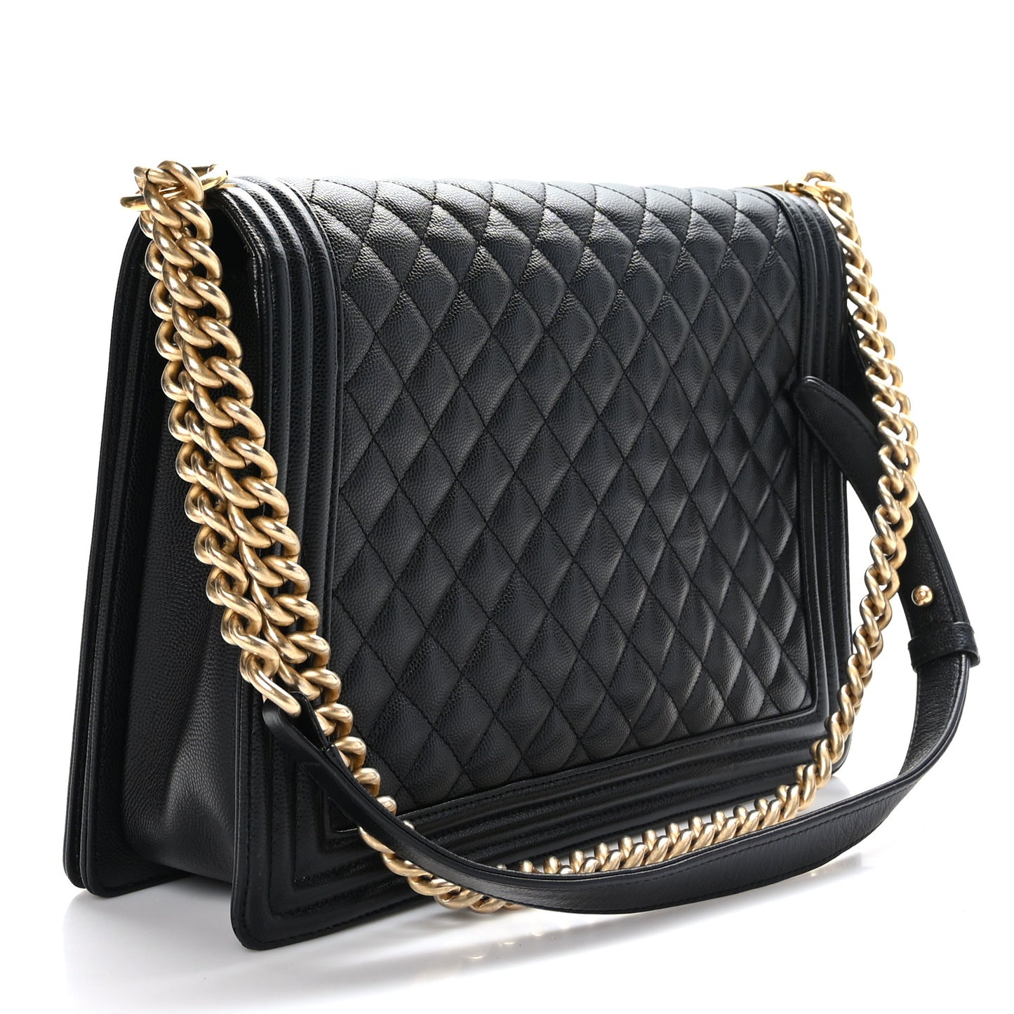 Caviar Quilted Large Boy Flap Black
