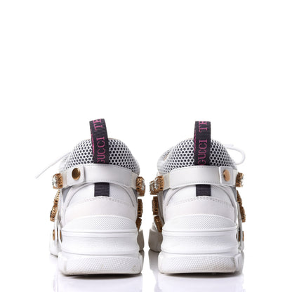 Gucci X SEGA Mesh Calfskin Suede Removable Crystals Womens Flashtrek Sneakers 38.5 Great White 5 of 9