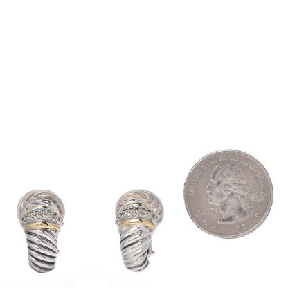 David Yurman Sterling Silver 18K Yellow Gold Diamond Shrimp Earrings 2 of 4