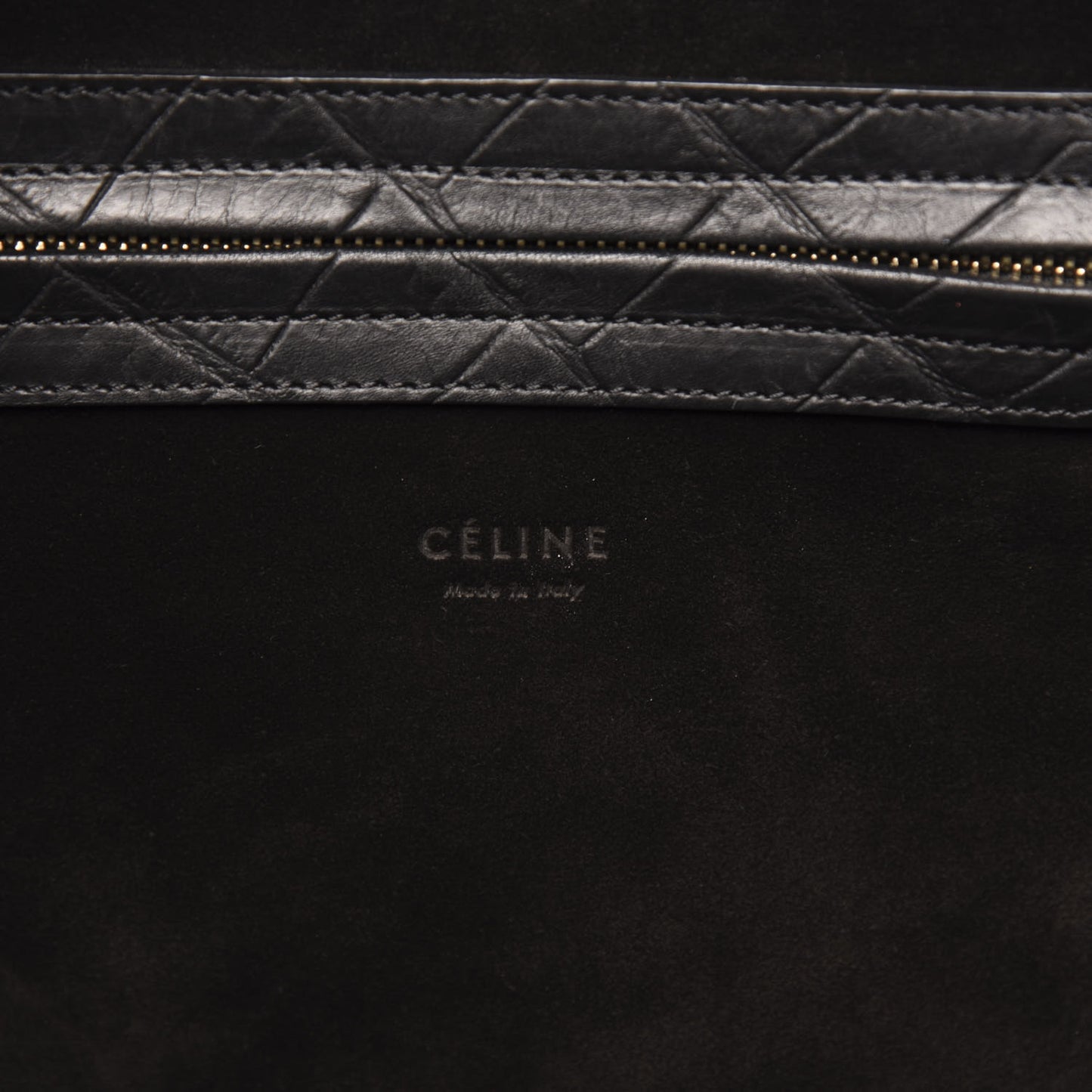 Crocodile Embossed Calfskin Large Phantom Luggage Black