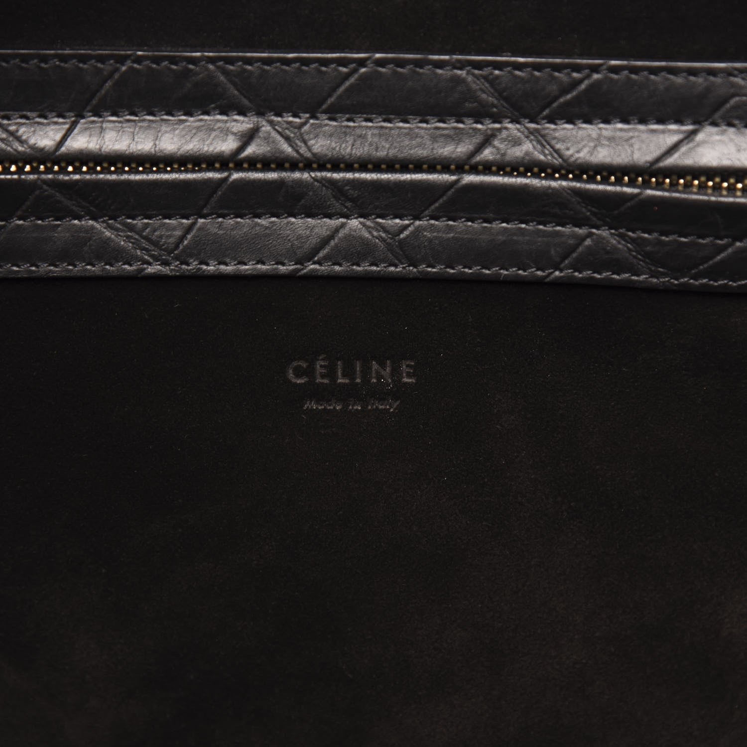 Celine Crocodile Embossed Calfskin Large Phantom Luggage Black 6 of 9