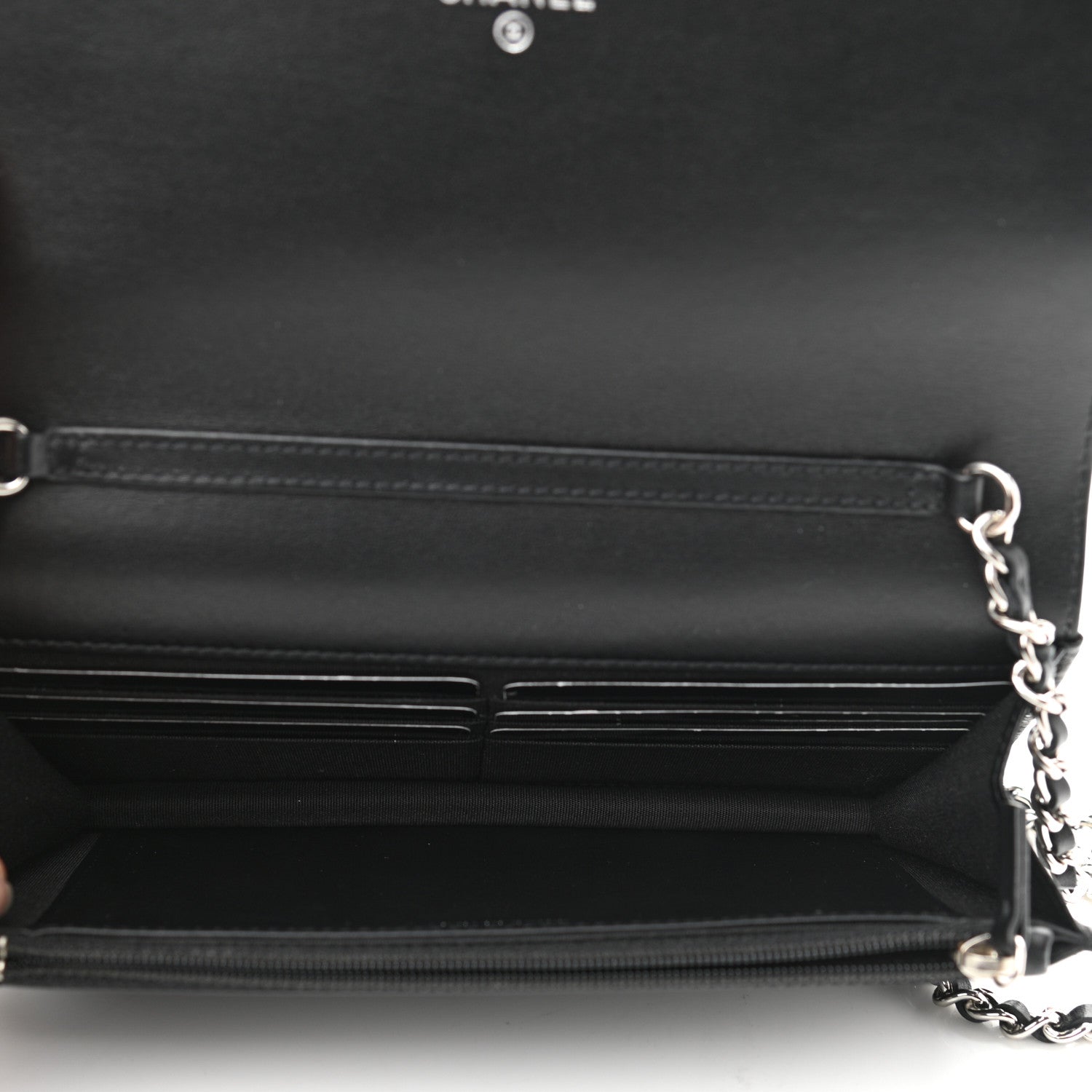 Chanel Caviar Camellia Embossed Wallet On Chain WOC Black 5 of 11