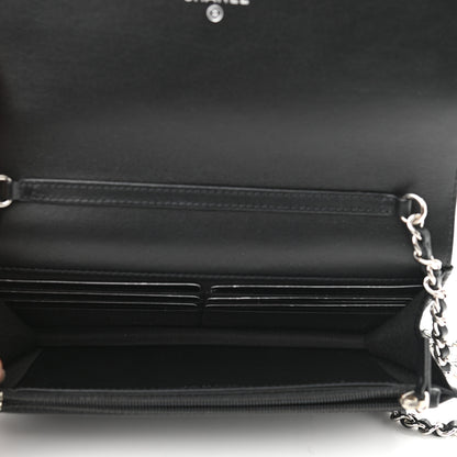 Chanel Caviar Camellia Embossed Wallet On Chain WOC Black 5 of 11