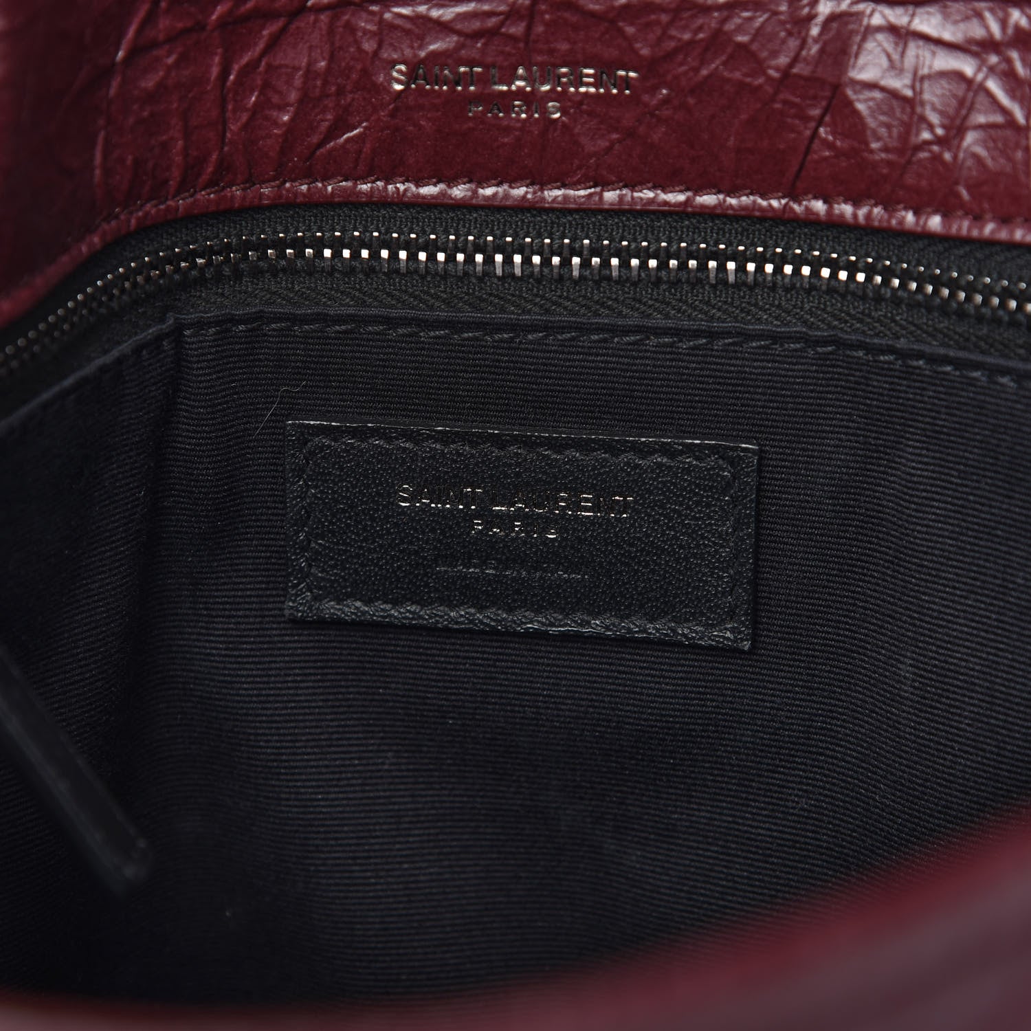 Saint Laurent Crinkled Calfskin Matelasse Monogram Medium Niki Chain Satchel Burgundy 8 of 10