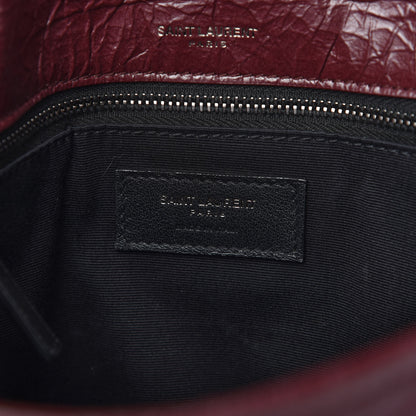 Saint Laurent Crinkled Calfskin Matelasse Monogram Medium Niki Chain Satchel Burgundy 8 of 10