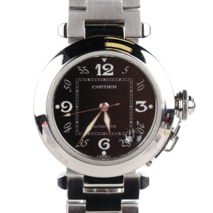 Cartier Stainless Steel 35mm Pasha C Automatic Watch Black 1 of 10