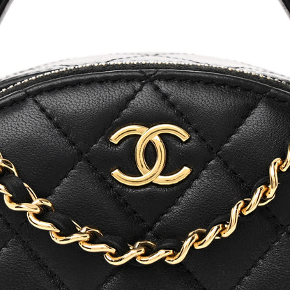 Chanel Lambskin Quilted Chic Riviera Top Handle Vanity Case Black 8 of 12