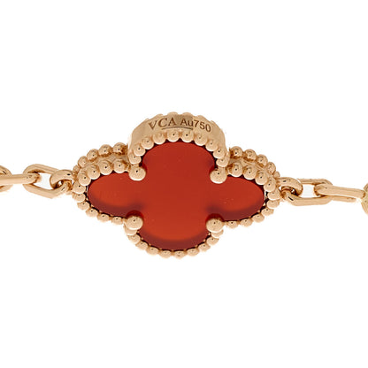 Van Cleef & Arpels 18K Rose Gold Carnelian 5 Motifs Guilloche Vintage Alhambra Bracelet 4 of 4