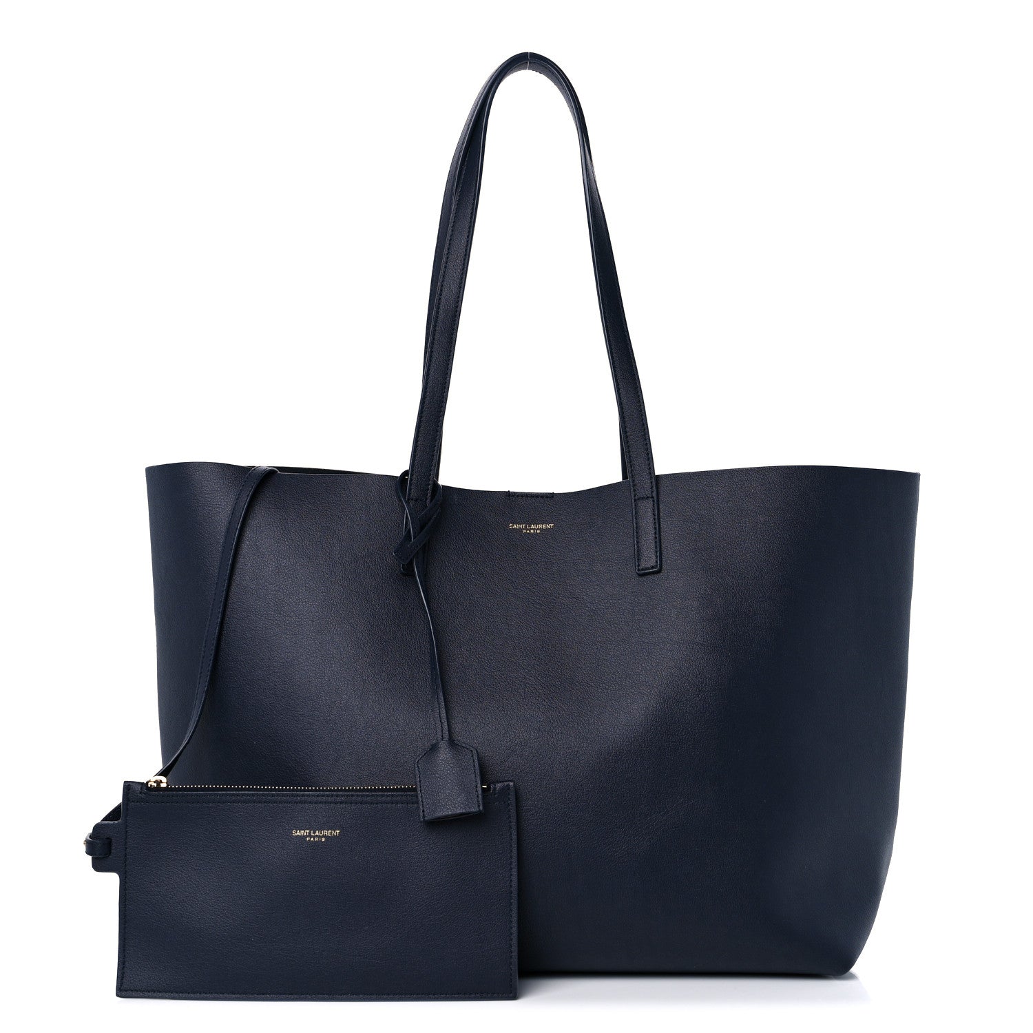 Saint Laurent Calfskin Large Shopping Tote Deep Marine 1 of 11