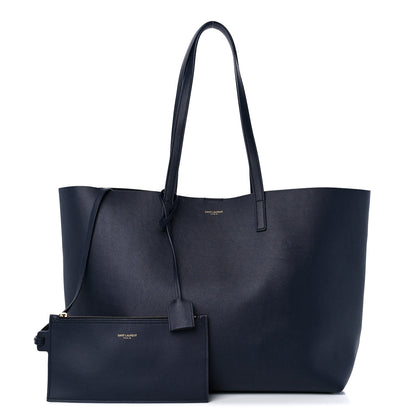 Saint Laurent Calfskin Large Shopping Tote Deep Marine 1 of 11