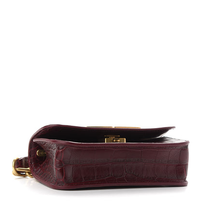 Balenciaga Extra Supple Calfskin Crocodile Embossed Gossip Chain Bag XS Dark Red 4 of 8