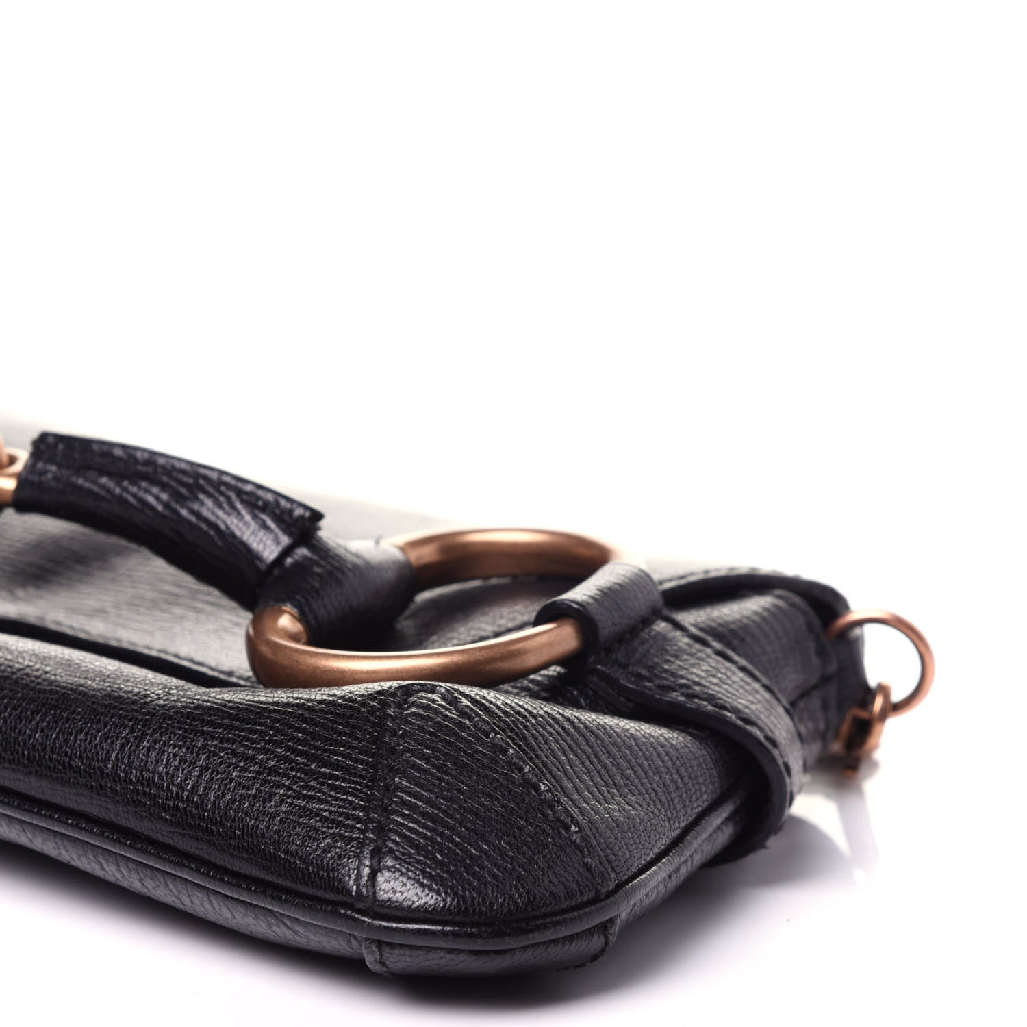 Gucci Textured Calfskin Horsebit Chain Clutch Black 7 of 10