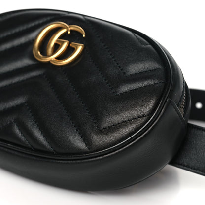 Gucci Calfskin Matelasse GG Marmont Belt Bag 95 38 Black 10 of 11