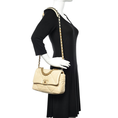 Chanel Goatskin Quilted Medium 19 Flap Beige 2 of 10