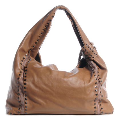Jimmy Choo Nappa Leather Studded Large Saba Hobo Bag Mink 1 of 10