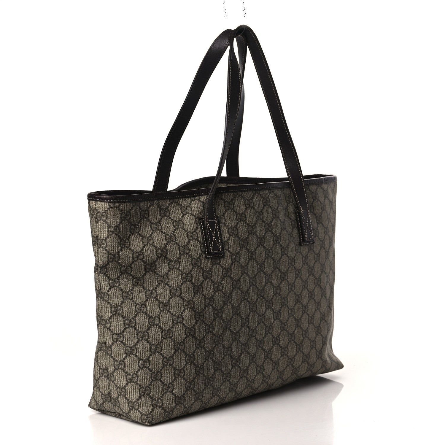 Gucci GG Supreme Monogram Medium Zippered Shopping Tote Dark Brown 3 of 10