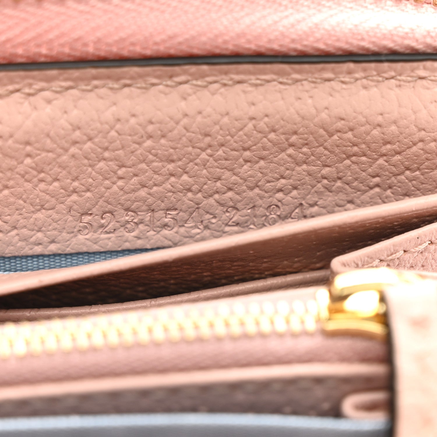Gucci New Denim GG Monogram Calfskin Love Parade Zip Around Wallet Light Pink 7 of 7