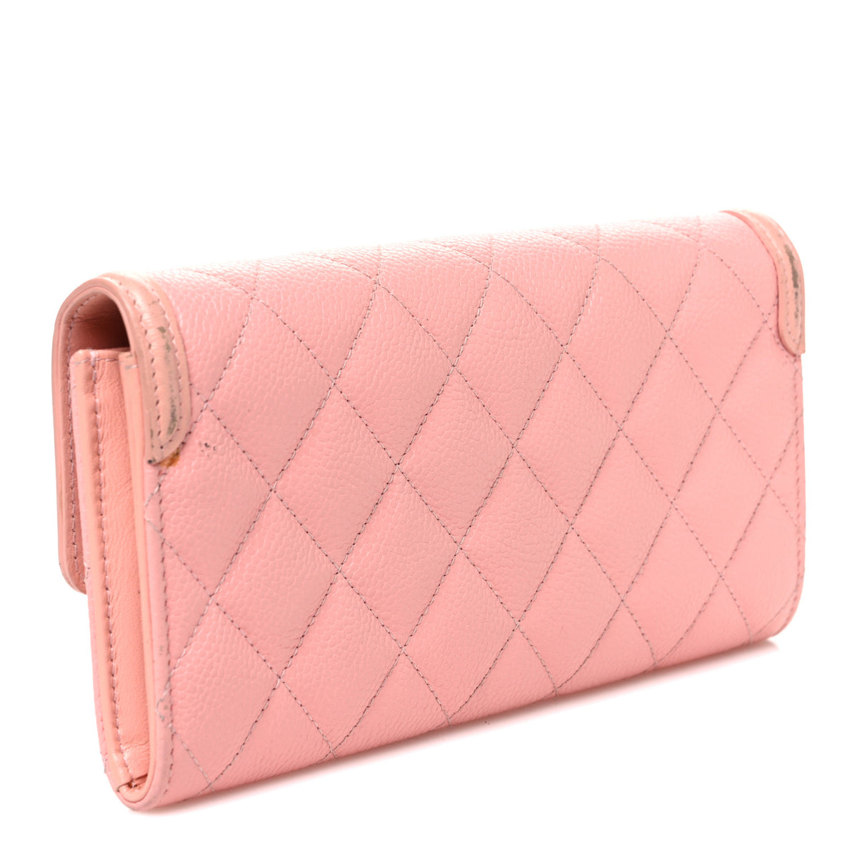 Chanel Caviar Quilted Large Filigree Gusset Flap Wallet Pink 3 of 9