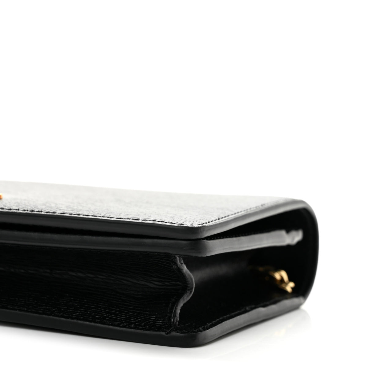 Gucci Textured Calfskin Script Logo Wallet On Chain Black 8 of 10