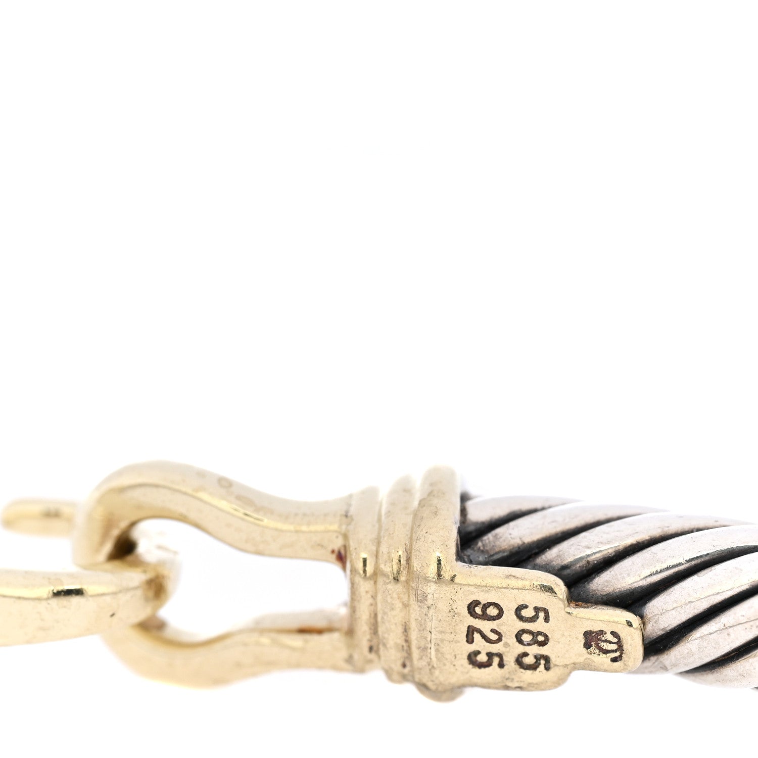 David Yurman Sterling Silver 14K Yellow Gold 5mm Cable Classic Buckle Bracelet 3 of 4