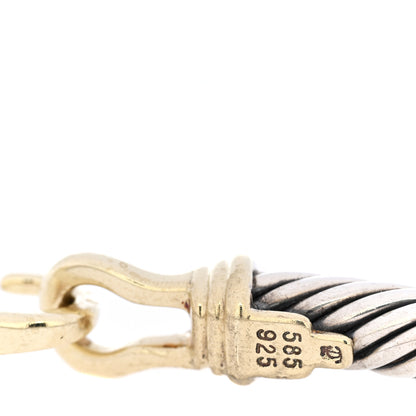 David Yurman Sterling Silver 14K Yellow Gold 5mm Cable Classic Buckle Bracelet 3 of 4