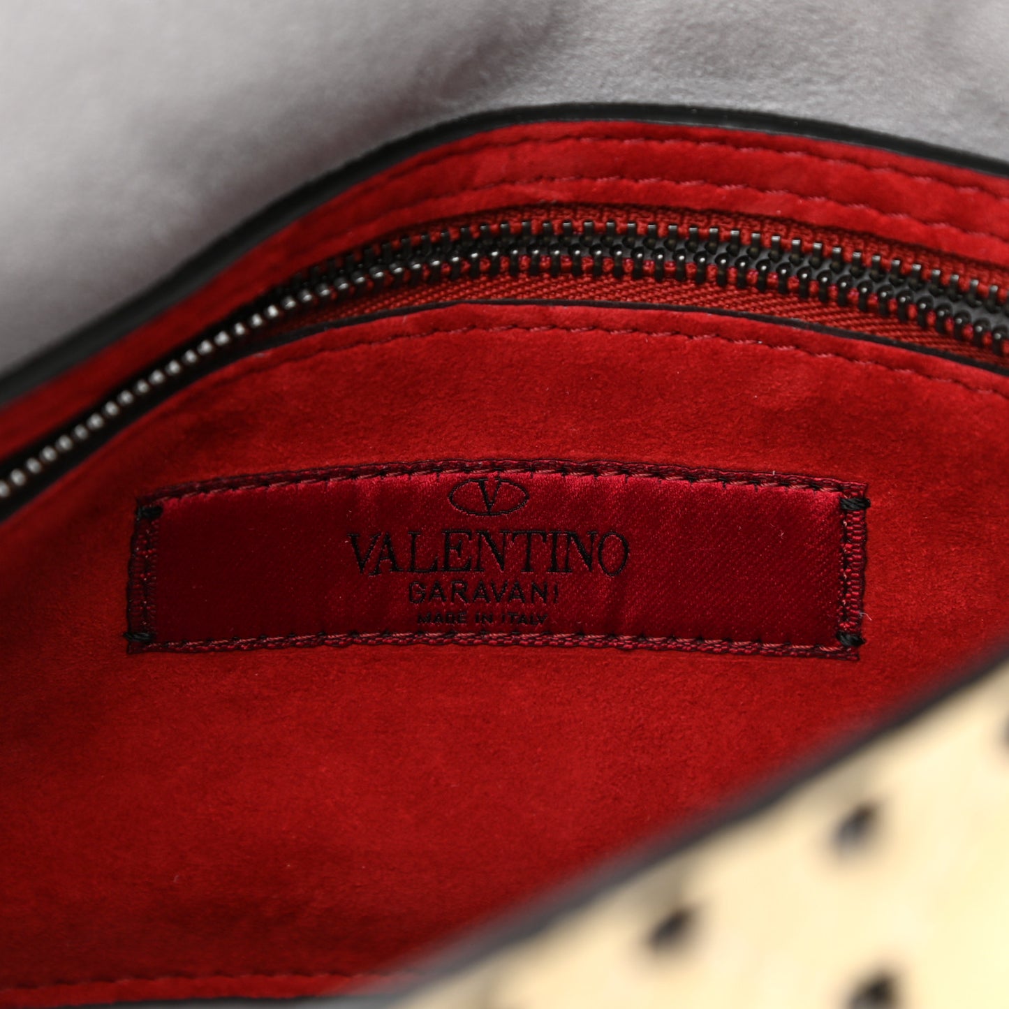 Craquele Nappa Medium Rockstud Spike Shoulder Bag Light Ivory