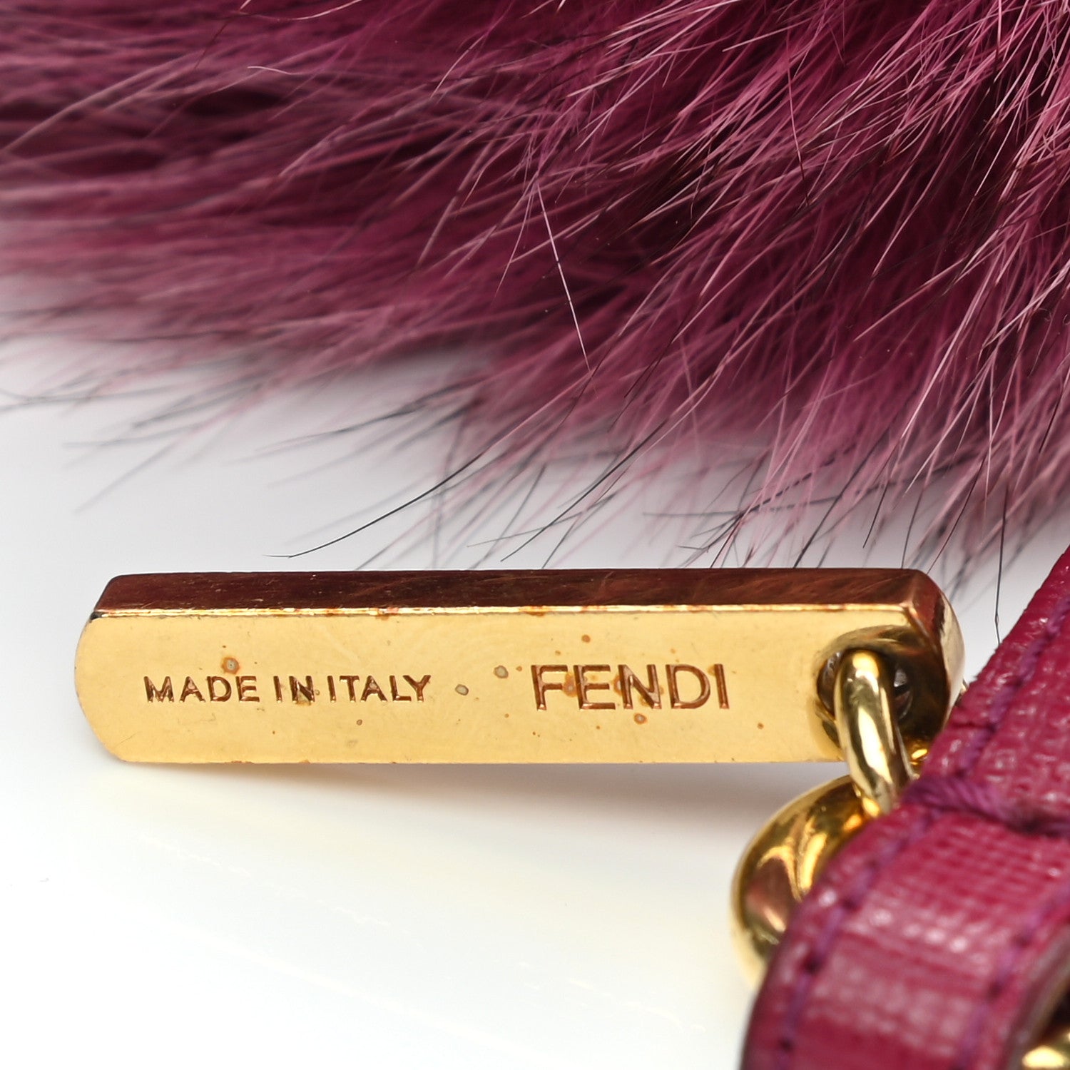 Fendi Fox Fur Pom Pom Bag Charm Fuchsia 4 of 5