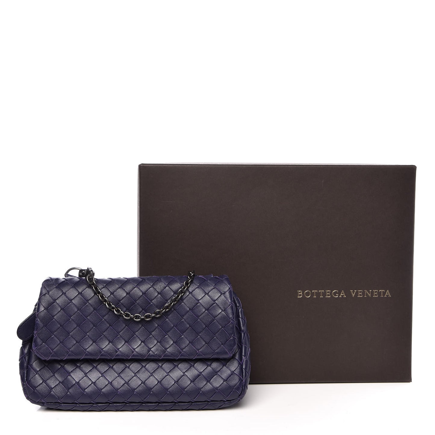 Nappa Intrecciato Mini Chain Messenger Atlantic