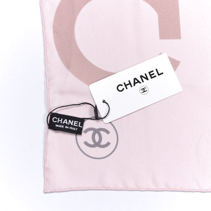 Chanel Silk Print Square Scarf Beige Black White 2 of 3