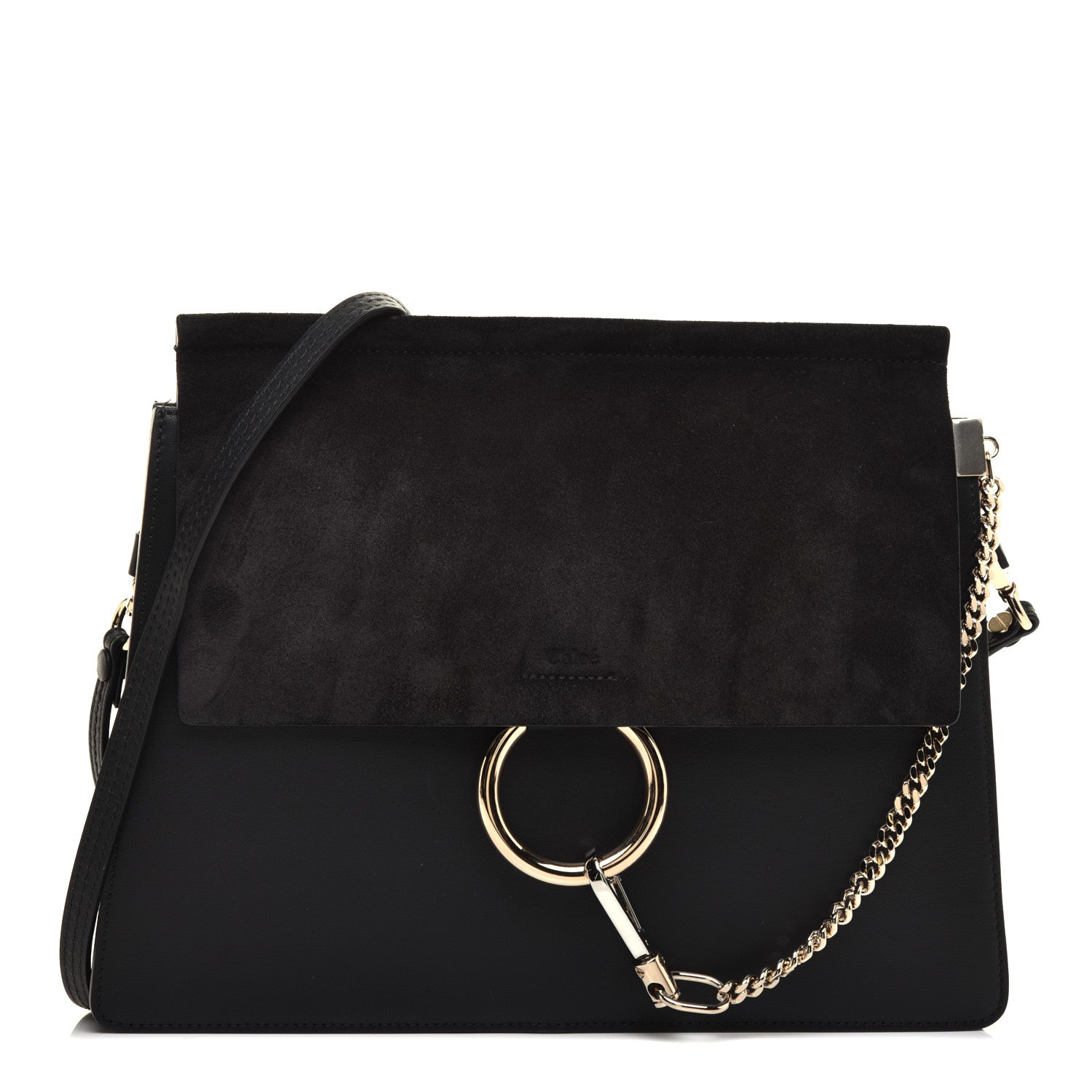 Chloe Suede Calfskin Medium Faye Shoulder Bag Black 1 of 10