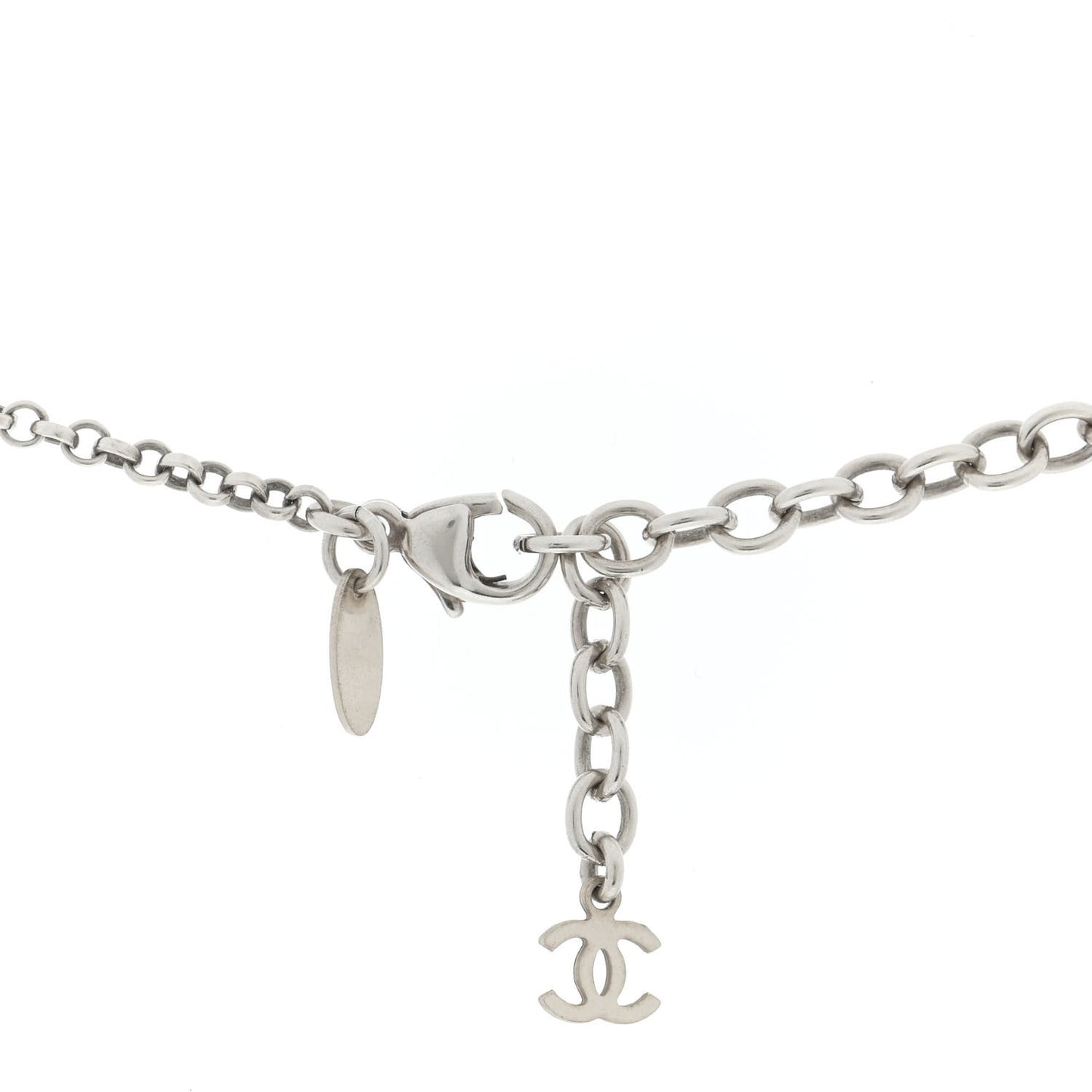 Resin Coco CC Necklace Silver