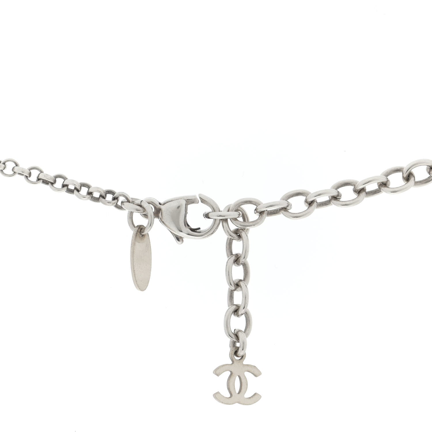 Chanel Resin Coco CC Necklace Silver 5 of 6