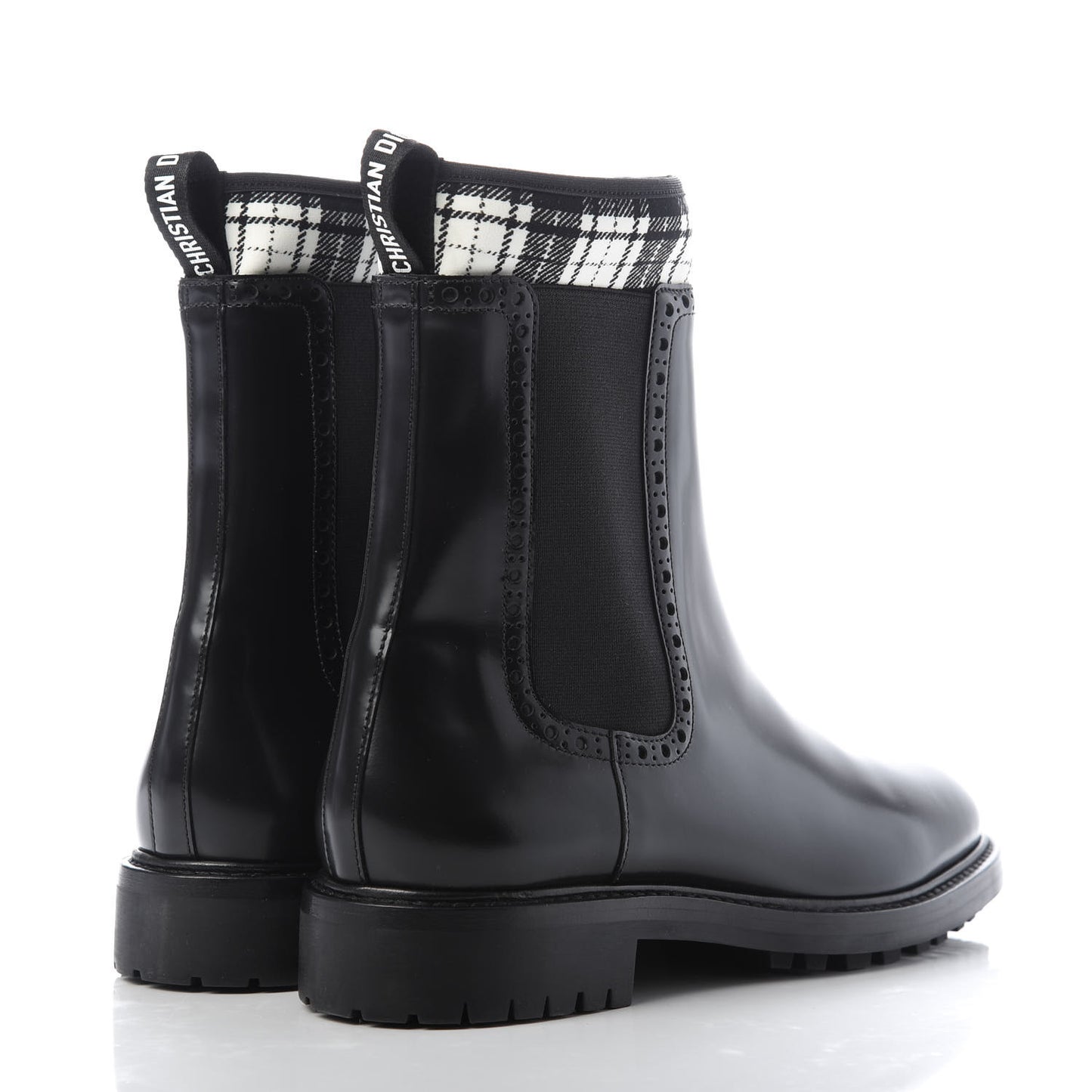 Calfskin Tartan D-Order Low Boot 38.5 Black Off White