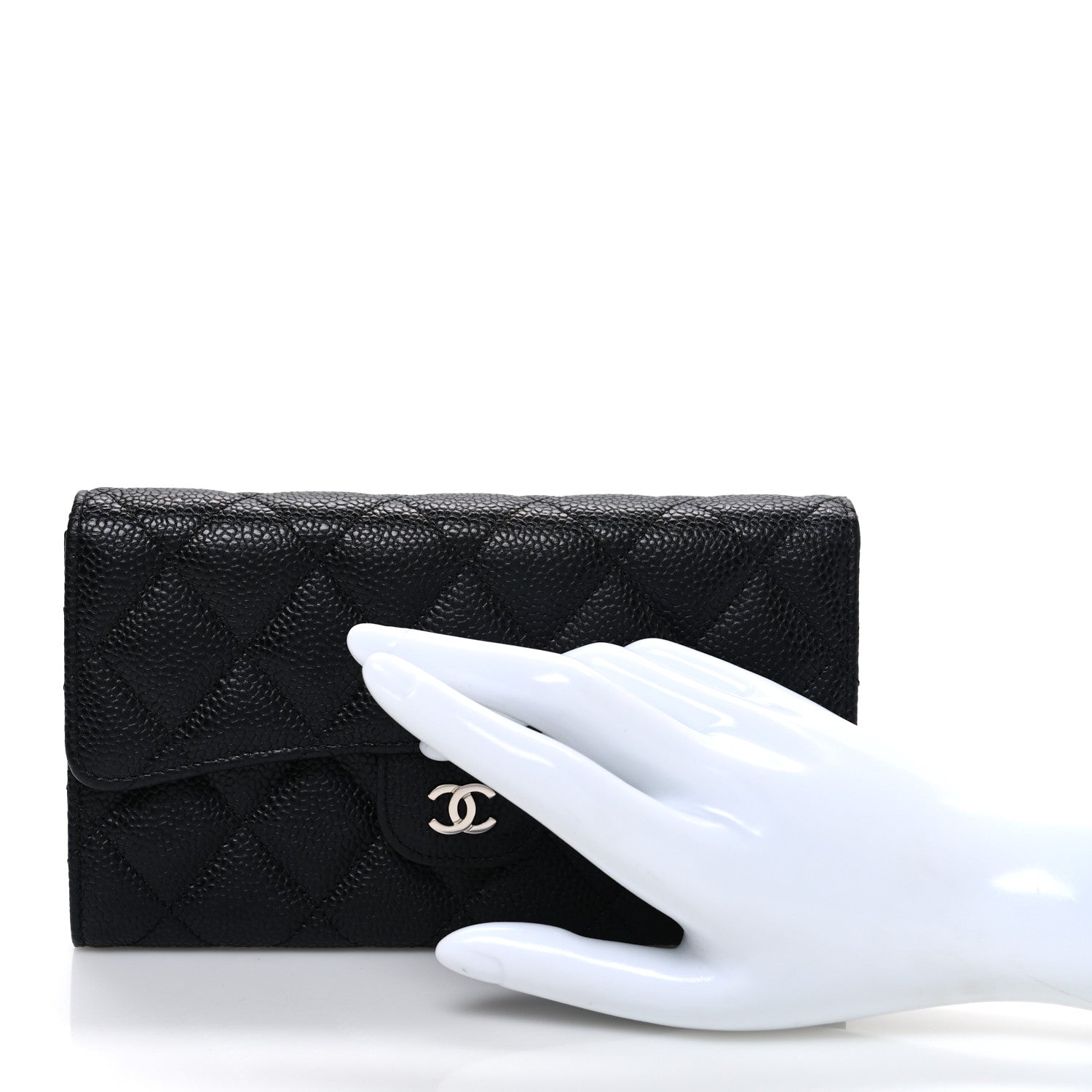 Chanel Caviar Quilted Long Flap Wallet Black 2 of 8