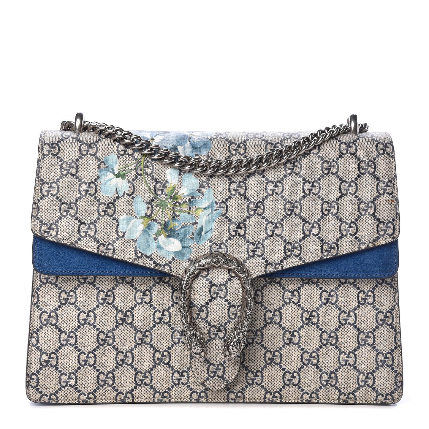 GG Supreme Monogram Blooms Medium Dionysus Shoulder Bag Beige Navy Vintage Blue