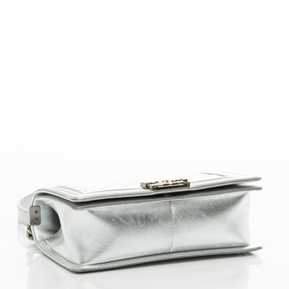 Chanel Metallic Patent Quilted Medium Boy Flap Silver 4 of 7