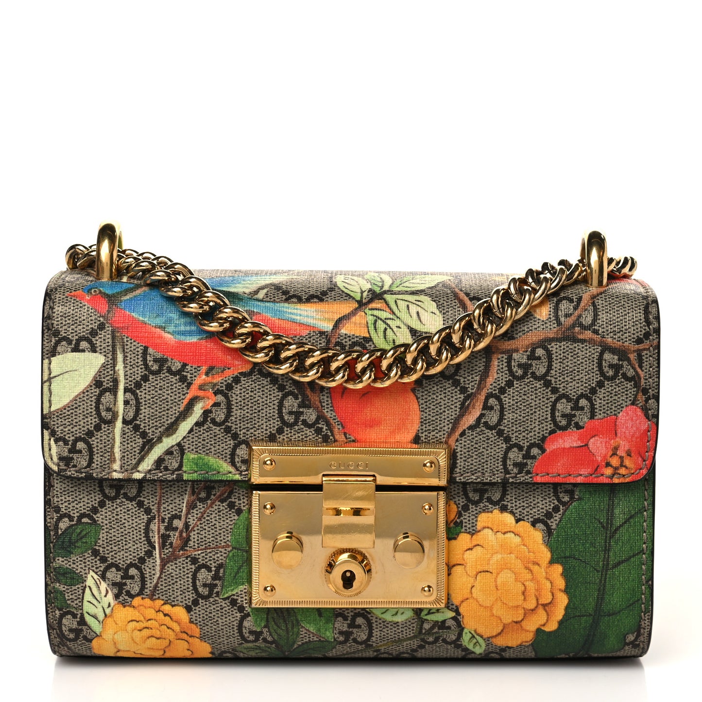 GG Supreme Monogram Tian Small Padlock Shoulder Bag Beige Multicolor New Acero