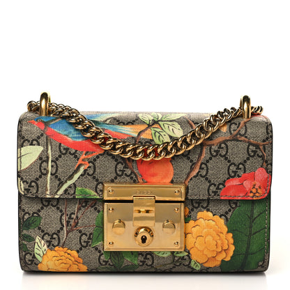 Gucci GG Supreme Monogram Tian Small Padlock Shoulder Bag Beige Multicolor New Acero 1 of 10