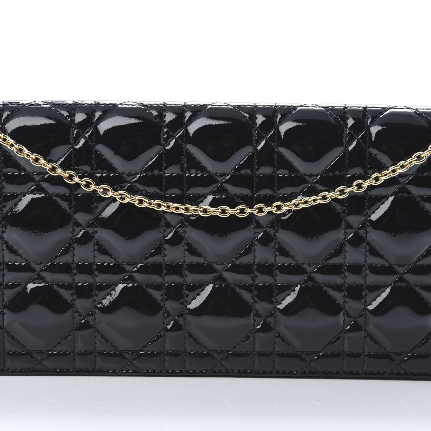 Patent Cannage Lady Dior Convertible Clutch Black
