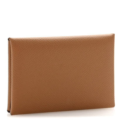 Hermes Epsom Calvi Duo Card Case Gold 3 of 9
