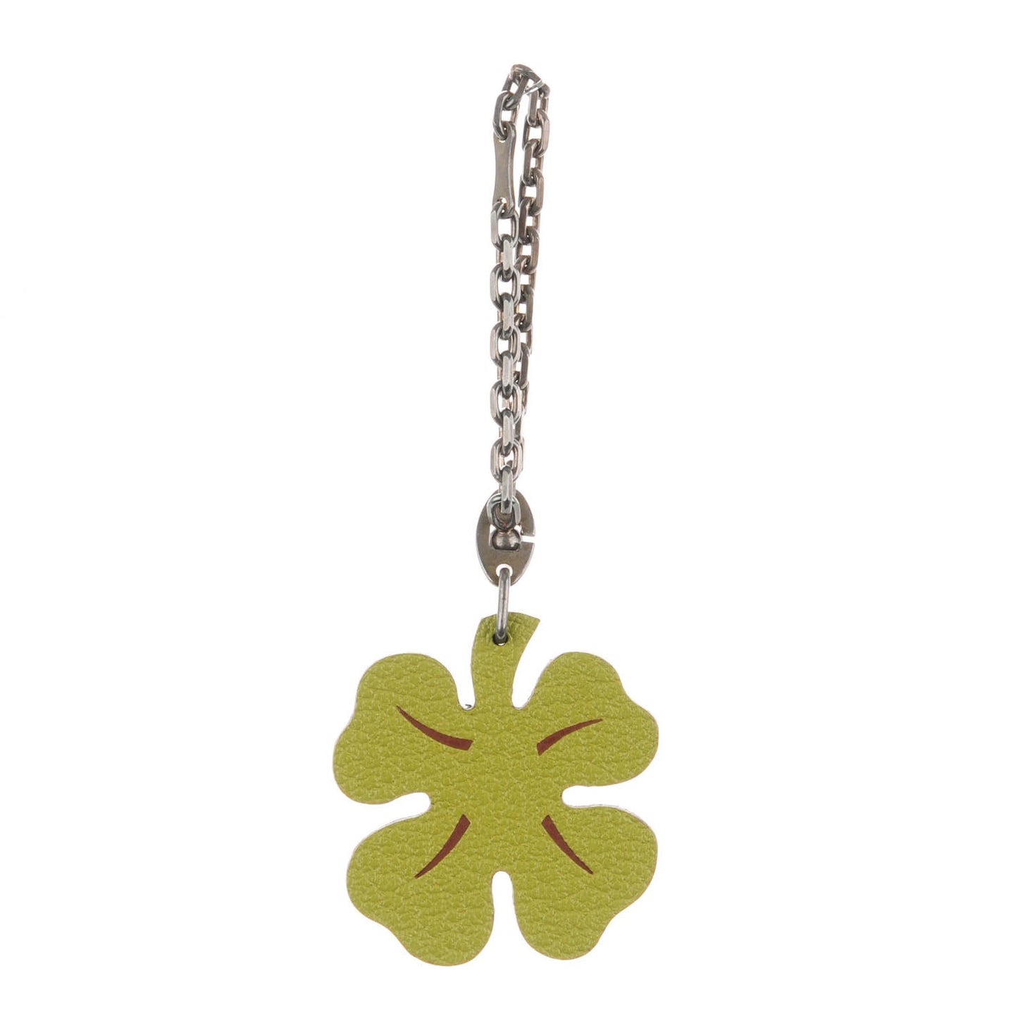 Chevre Mysore Lucky Clover Key Chain Bag Charm Vert Anis Orange