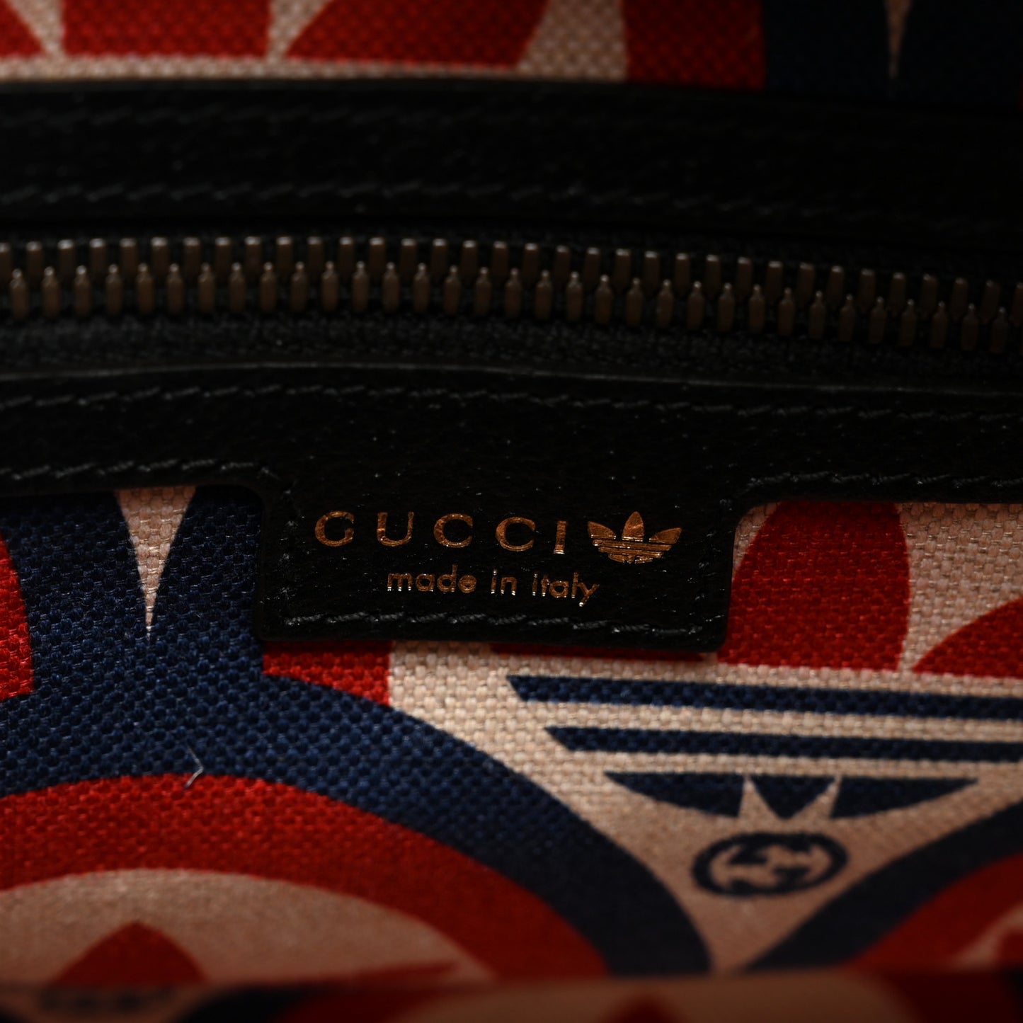 X ADIDAS Textured Dollar Calfskin Web Trefoil Logo Embossed Mini Bowling Bag Black Off White