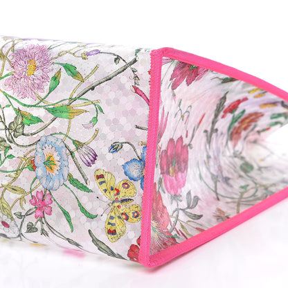 Gucci Calfskin Textured Vinyl Print Flora Tote Fluorescent Fuchsia 9 of 11